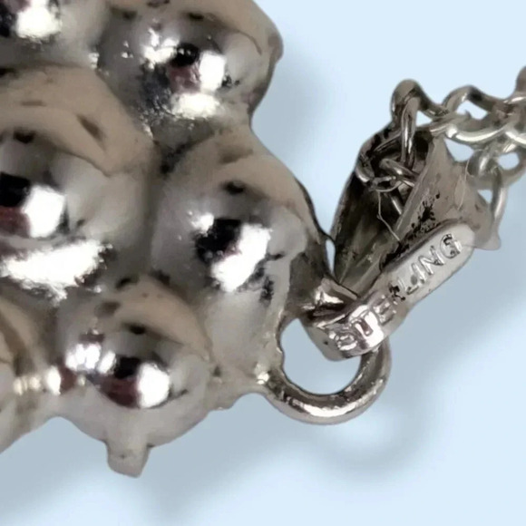 Vintage B David Sterling Flower Necklace - Picture 6 of 8